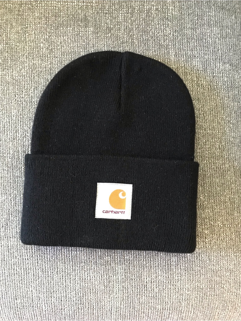 Carhartt Black Knit Cuffed Beanie with Logo Patch NWOT